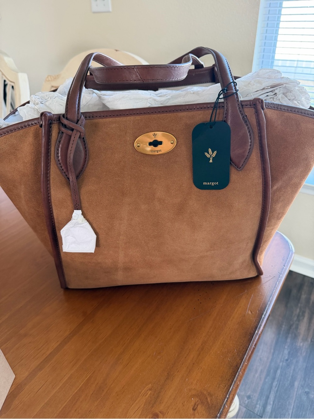 Margot Phoebe Tote Suede Chestnut Brown